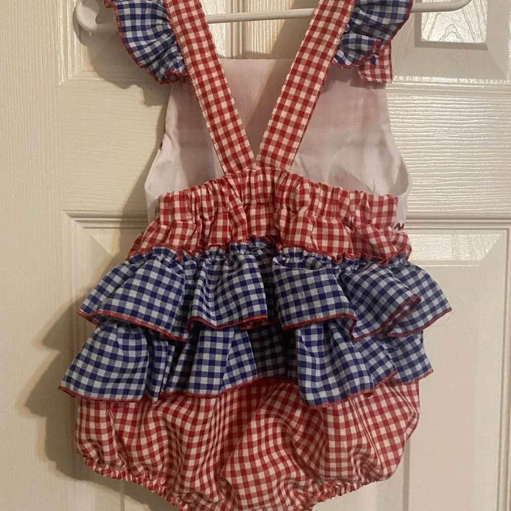 New American Flag Ruffle Butt Romper